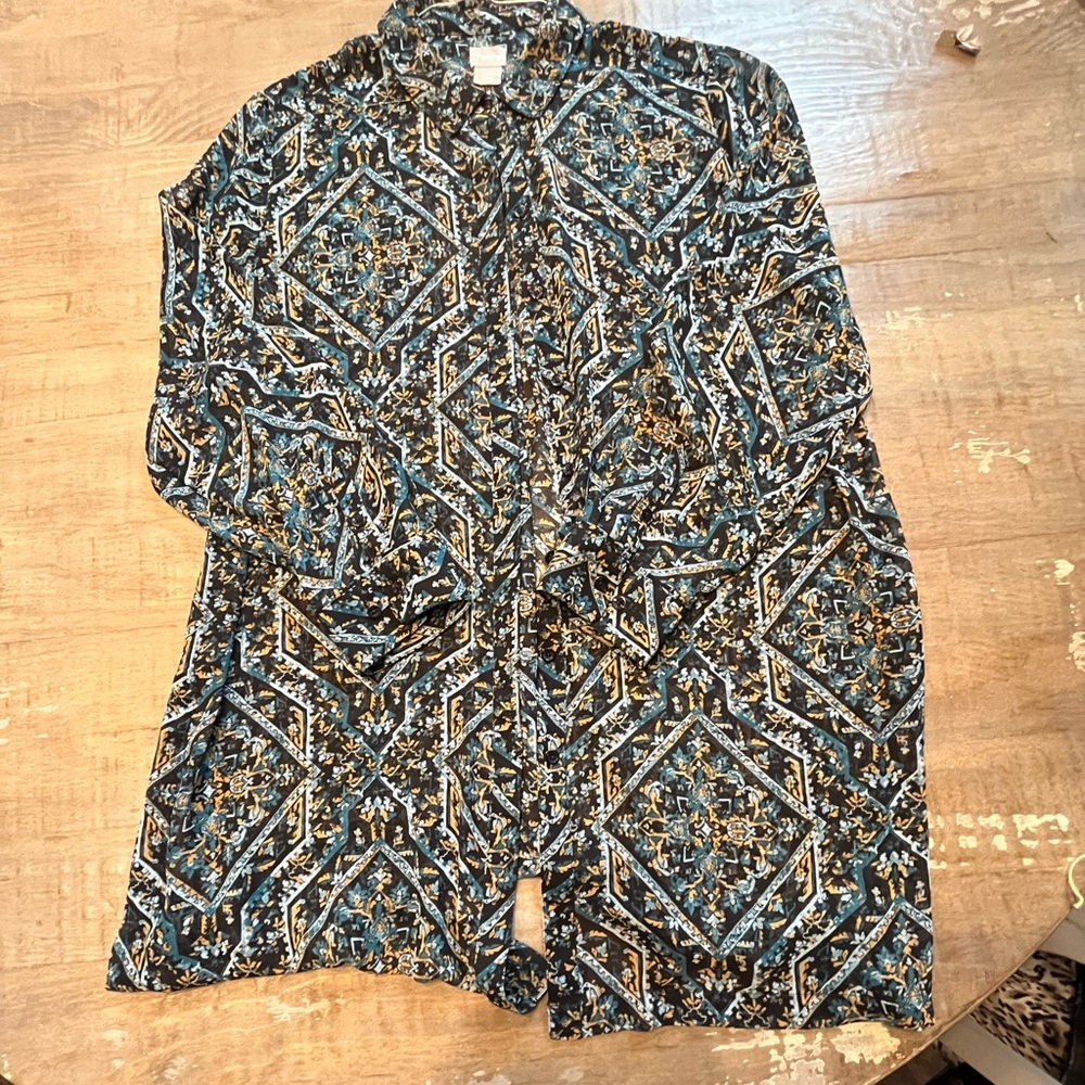 Chico’s sheer tunic button down